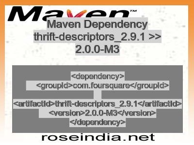 Maven dependency of thrift-descriptors_2.9.1 version 2.0.0-M3
