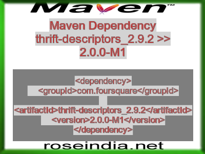 Maven dependency of thrift-descriptors_2.9.2 version 2.0.0-M1