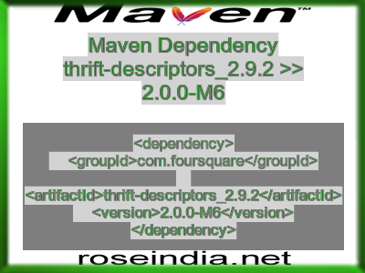 Maven dependency of thrift-descriptors_2.9.2 version 2.0.0-M6