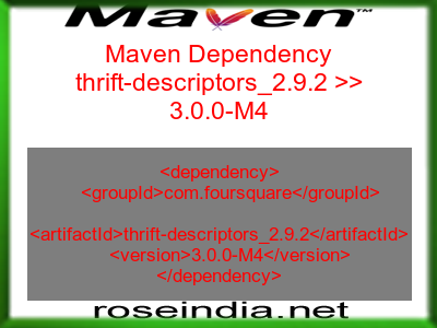 Maven dependency of thrift-descriptors_2.9.2 version 3.0.0-M4