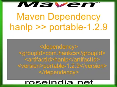 Maven dependency of hanlp version portable-1.2.9