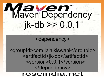 Maven dependency of jk-db version 0.0.1