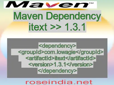 Maven dependency of itext version 1.3.1