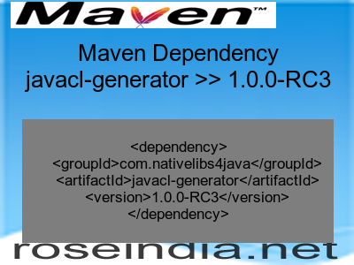 Maven dependency of javacl-generator version 1.0.0-RC3