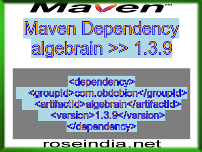 Maven dependency of algebrain version 1.3.9