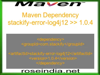 Maven dependency of stackify-error-log4j12 version 1.0.4