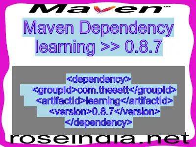 Maven dependency of learning version 0.8.7
