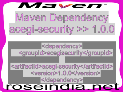 Maven dependency of acegi-security version 1.0.0