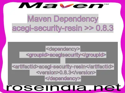 Maven dependency of acegi-security-resin version 0.8.3