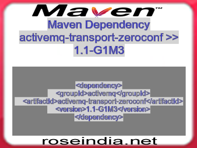 Maven dependency of activemq-transport-zeroconf version 1.1-G1M3