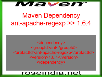 Maven dependency of ant-apache-regexp version 1.6.4