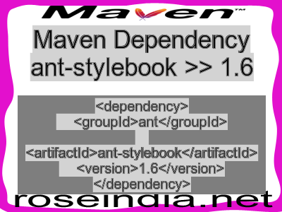 Maven dependency of ant-stylebook version 1.6