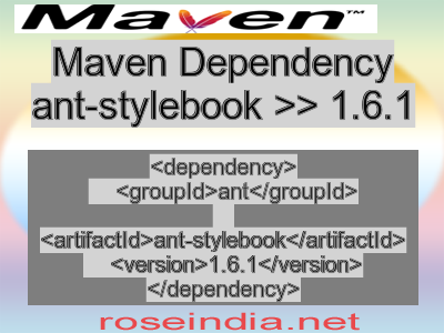 Maven dependency of ant-stylebook version 1.6.1