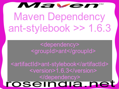 Maven dependency of ant-stylebook version 1.6.3