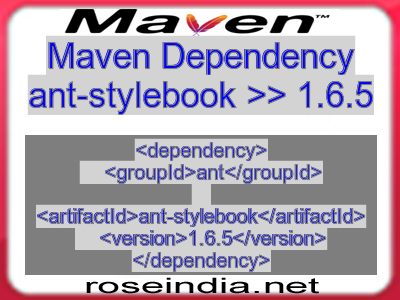 Maven dependency of ant-stylebook version 1.6.5