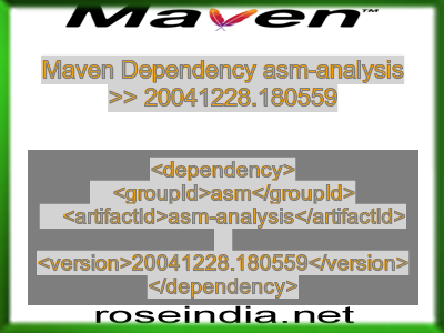 Maven dependency of asm-analysis version 20041228.180559