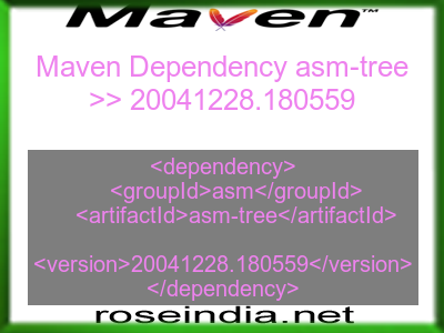 Maven dependency of asm-tree version 20041228.180559