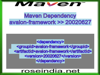 Maven dependency of avalon-framework version 20020627