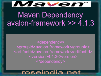 Maven dependency of avalon-framework version 4.1.3