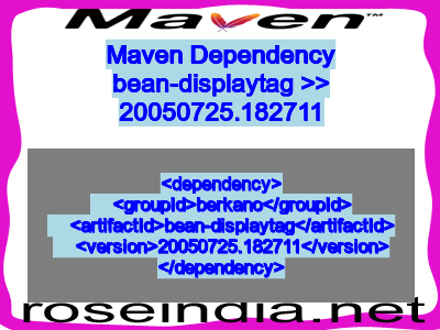 Maven dependency of bean-displaytag version 20050725.182711