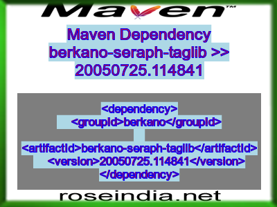 Maven dependency of berkano-seraph-taglib version 20050725.114841
