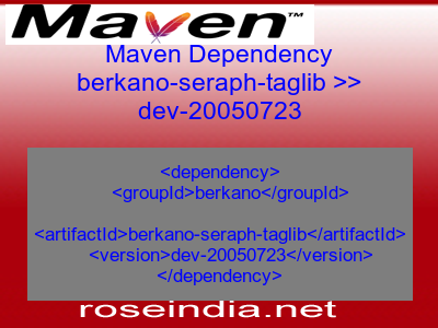 Maven dependency of berkano-seraph-taglib version dev-20050723