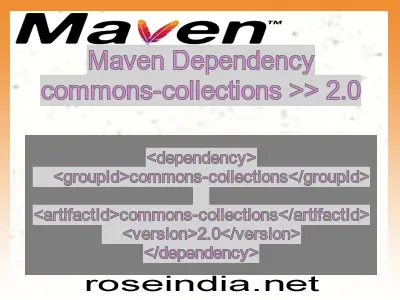Maven dependency of commons-collections version 2.0