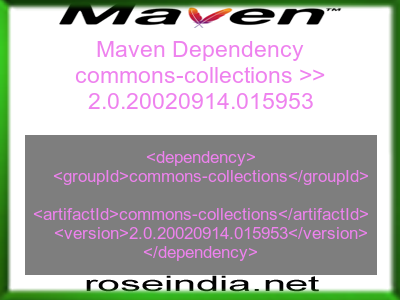Maven dependency of commons-collections version 2.0.20020914.015953