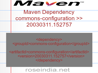 Maven dependency of commons-configuration version 20030311.152757
