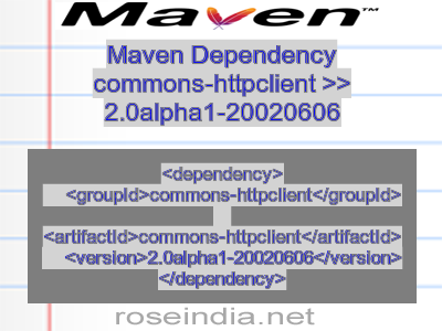 Maven dependency of commons-httpclient version 2.0alpha1-20020606