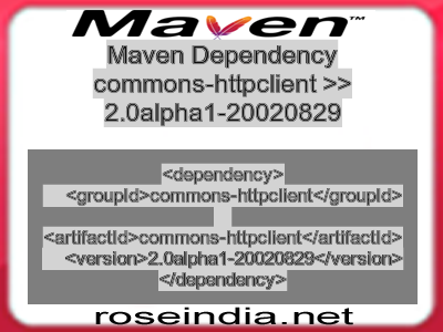 Maven dependency of commons-httpclient version 2.0alpha1-20020829