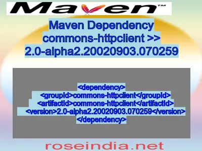 Maven dependency of commons-httpclient version 2.0-alpha2.20020903.070259