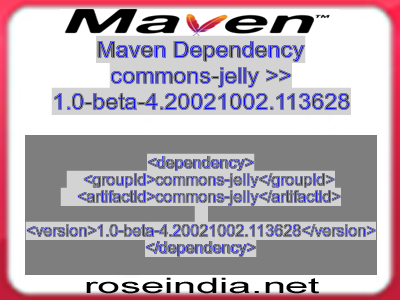 Maven dependency of commons-jelly version 1.0-beta-4.20021002.113628
