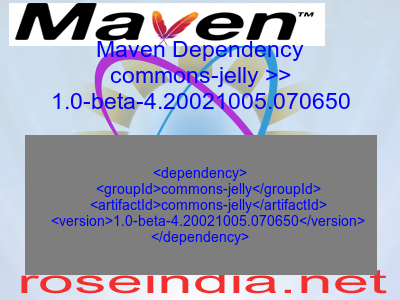 Maven dependency of commons-jelly version 1.0-beta-4.20021005.070650