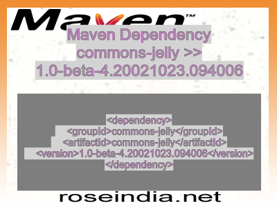 Maven dependency of commons-jelly version 1.0-beta-4.20021023.094006