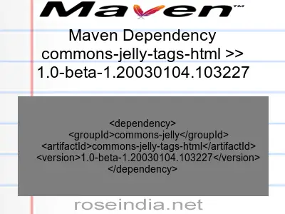 Maven dependency of commons-jelly-tags-html version 1.0-beta-1.20030104.103227