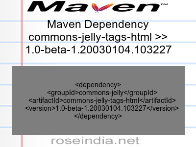 Maven dependency of commons-jelly-tags-html version 1.0-beta-1.20030104.103227