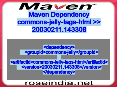 Maven dependency of commons-jelly-tags-html version 20030211.143308