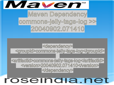 Maven dependency of commons-jelly-tags-log version 20040902.071410