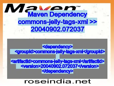 Maven dependency of commons-jelly-tags-xml version 20040902.072037