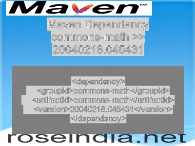 Maven dependency of commons-math version 20040218.045431