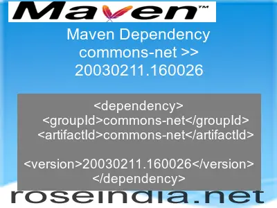 Maven dependency of commons-net version 20030211.160026