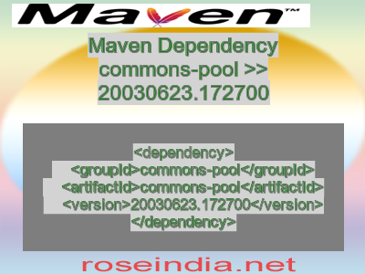 Maven dependency of commons-pool version 20030623.172700