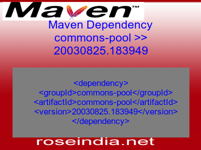 Maven dependency of commons-pool version 20030825.183949