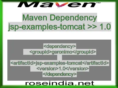 Maven dependency of jsp-examples-tomcat version 1.0