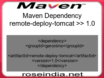 Maven dependency of remote-deploy-tomcat version 1.0