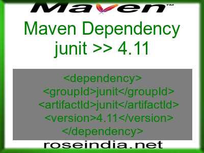 Maven dependency of junit version 4.11