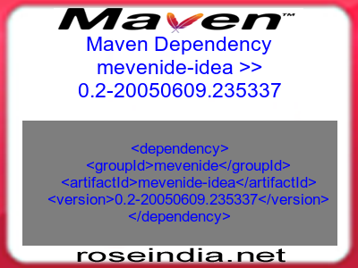 Maven dependency of mevenide-idea version 0.2-20050609.235337