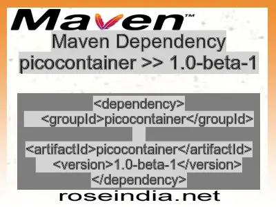 Maven dependency of picocontainer version 1.0-beta-1