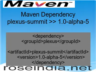 Maven dependency of plexus-summit version 1.0-alpha-5